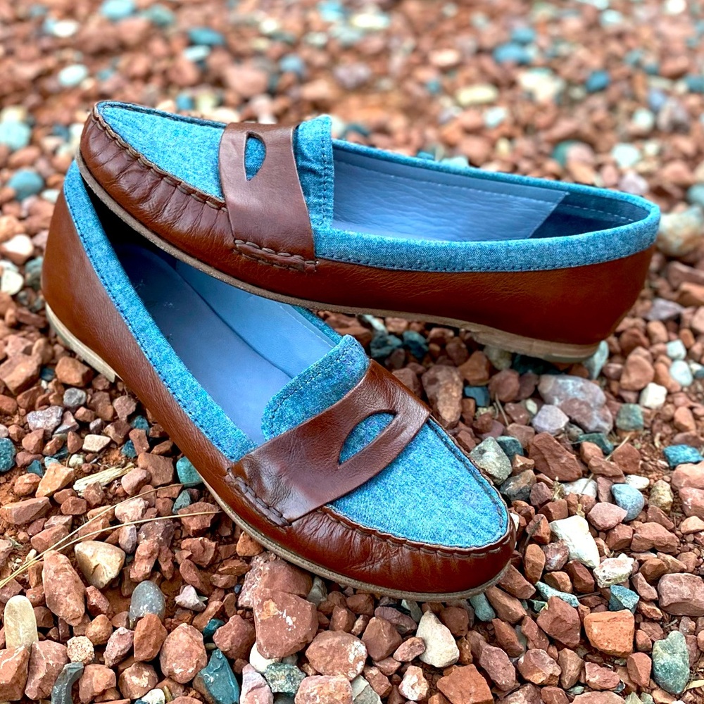 Cole Haan | Vintage Leather An Denim Fabric Loafer